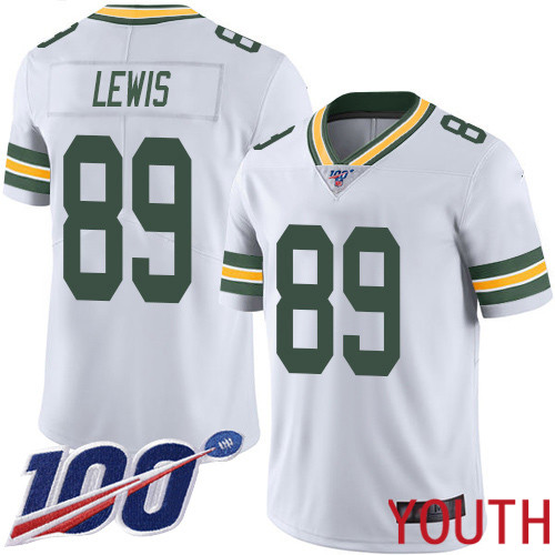 Green Bay Packers Limited White Youth #89 Lewis Marcedes Road Jersey Nike NFL 100th Season Vapor Untouchable